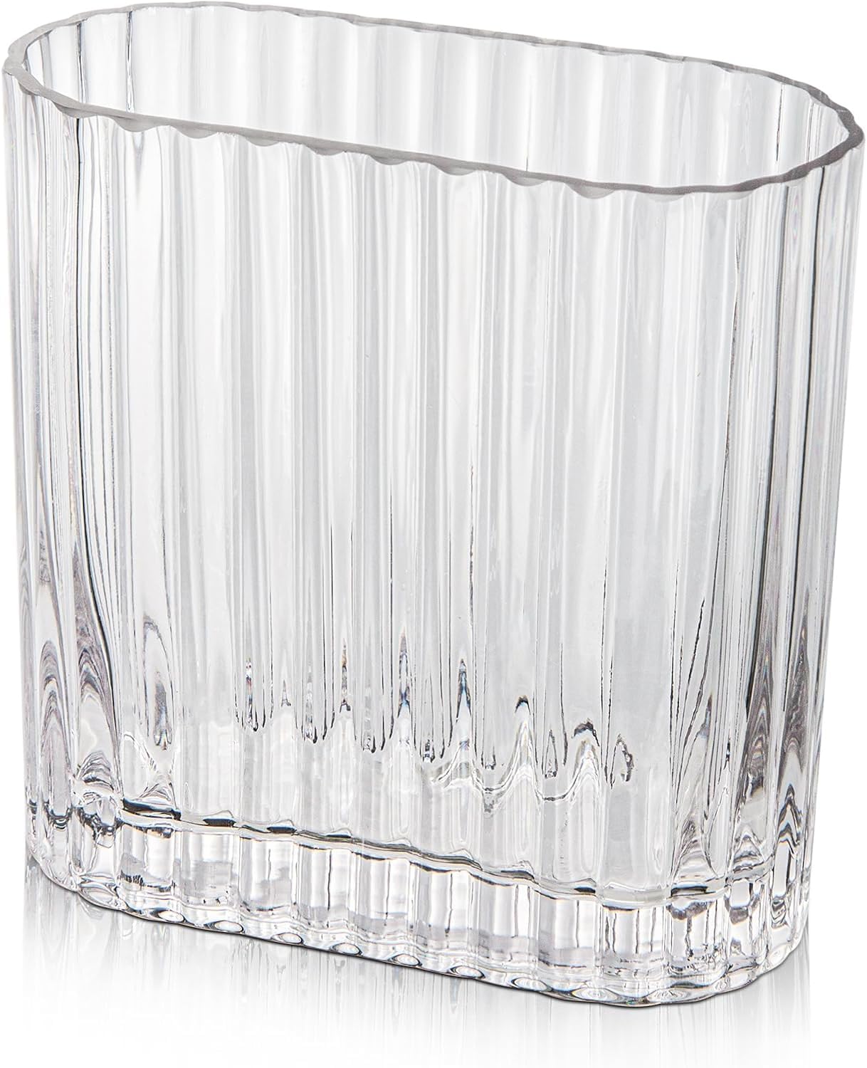 Clear Glass Flower Vase Rectangle Decorative Modern Vase for Living Room Dining Table Wedding Home Wedding Party Centerpiece (6.7 inch)