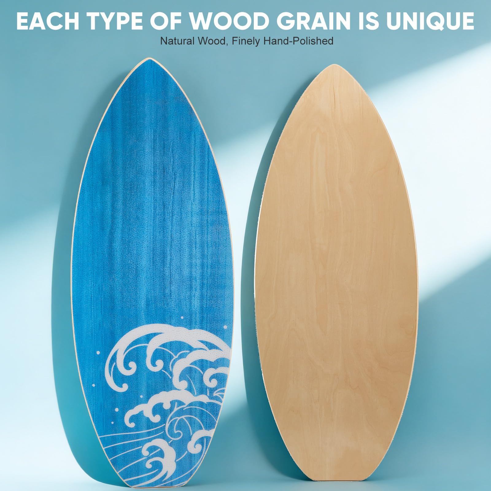 Surf Balance Board Trainer, Balanceboards Holz für Erwachsene Surf Core-Training, Fitness, Indoor Surfboard und Gleichgewichtsboard mit RolleHalbkugel und Balance Ball für Kinder Erwachsene