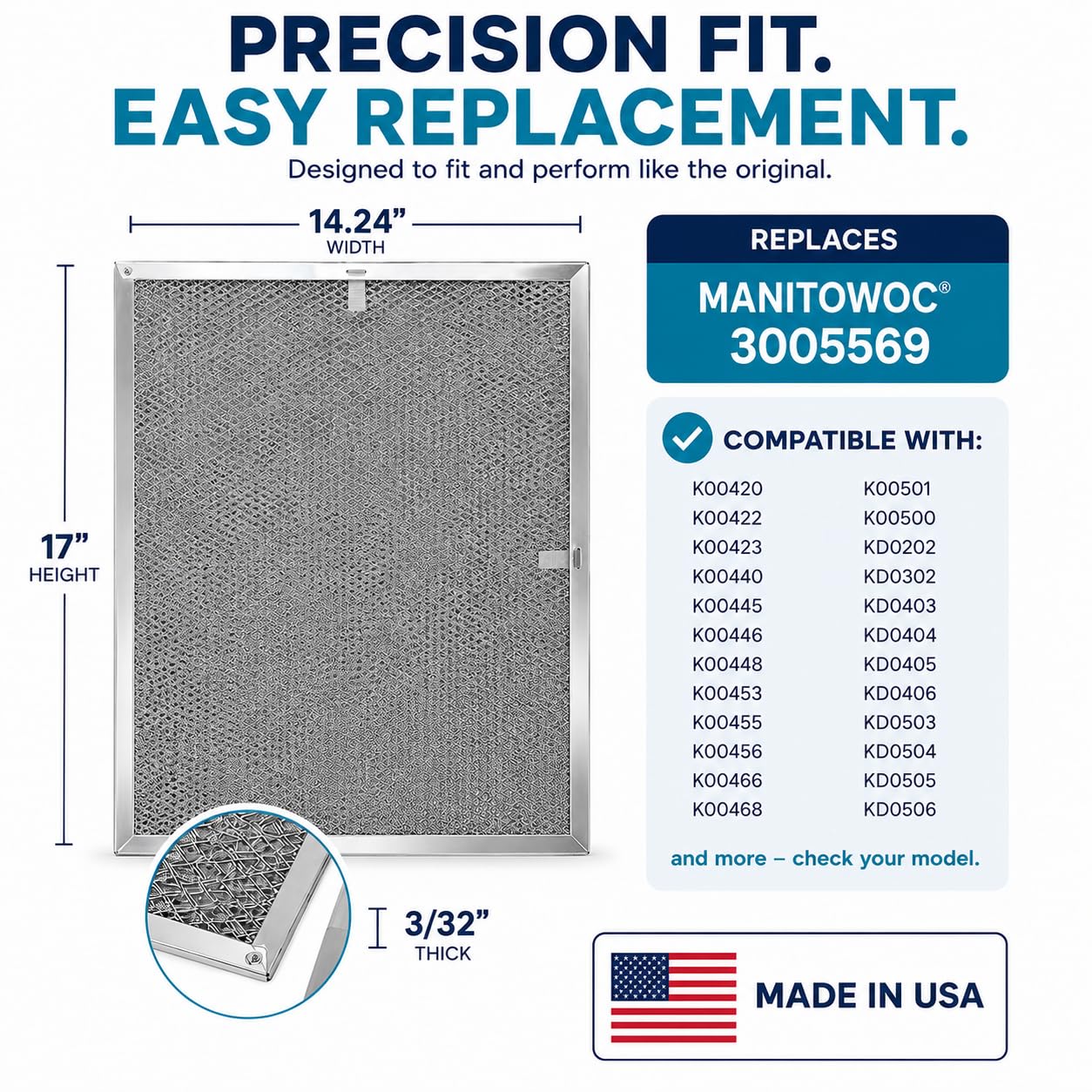 Ice Machine Filter - Replacement Aluminum -2