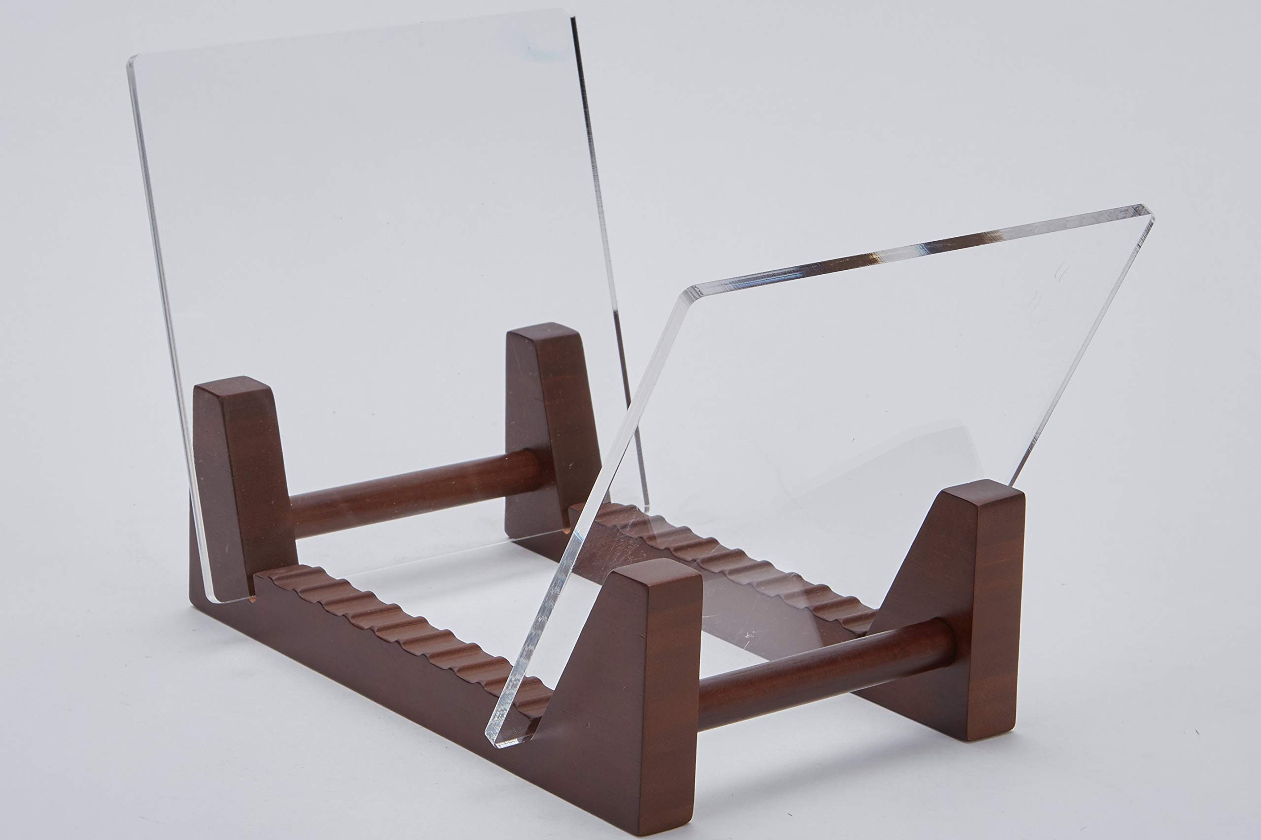 Saki Joy Desktop Record Holder -The Fully Assembled Albums Storage Rack-Not Weak Pine Wood-Holds Up to 30 LPs -Eco-Friendly Bamboo Display Stand - Modern 12" & 7" LP Stand Rack-(Walnut, 9.8")