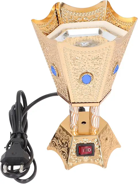 Brûleur d'encens électrique Zerodeko - Design arabe en métal doré pour salon et bureau
