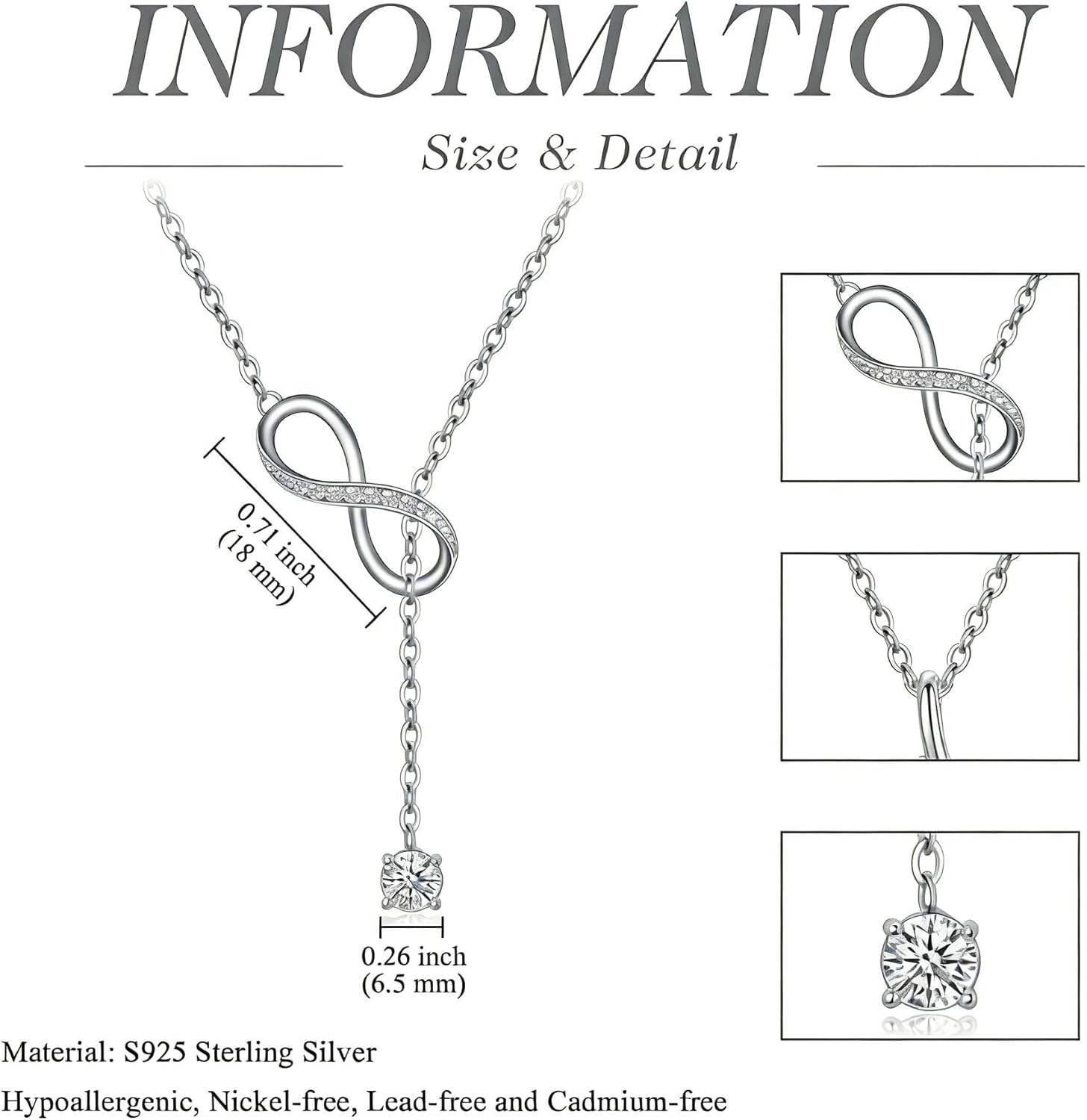 YYB Y Necklace Infinity/Heart/Cross/Faith Pendant Lariat Necklace for Women 925 Sterling Silver Drop Necklaces Christian Jewelry Birthday Anniversary Mothers Day Gifts for Mom Sister Girlfriend