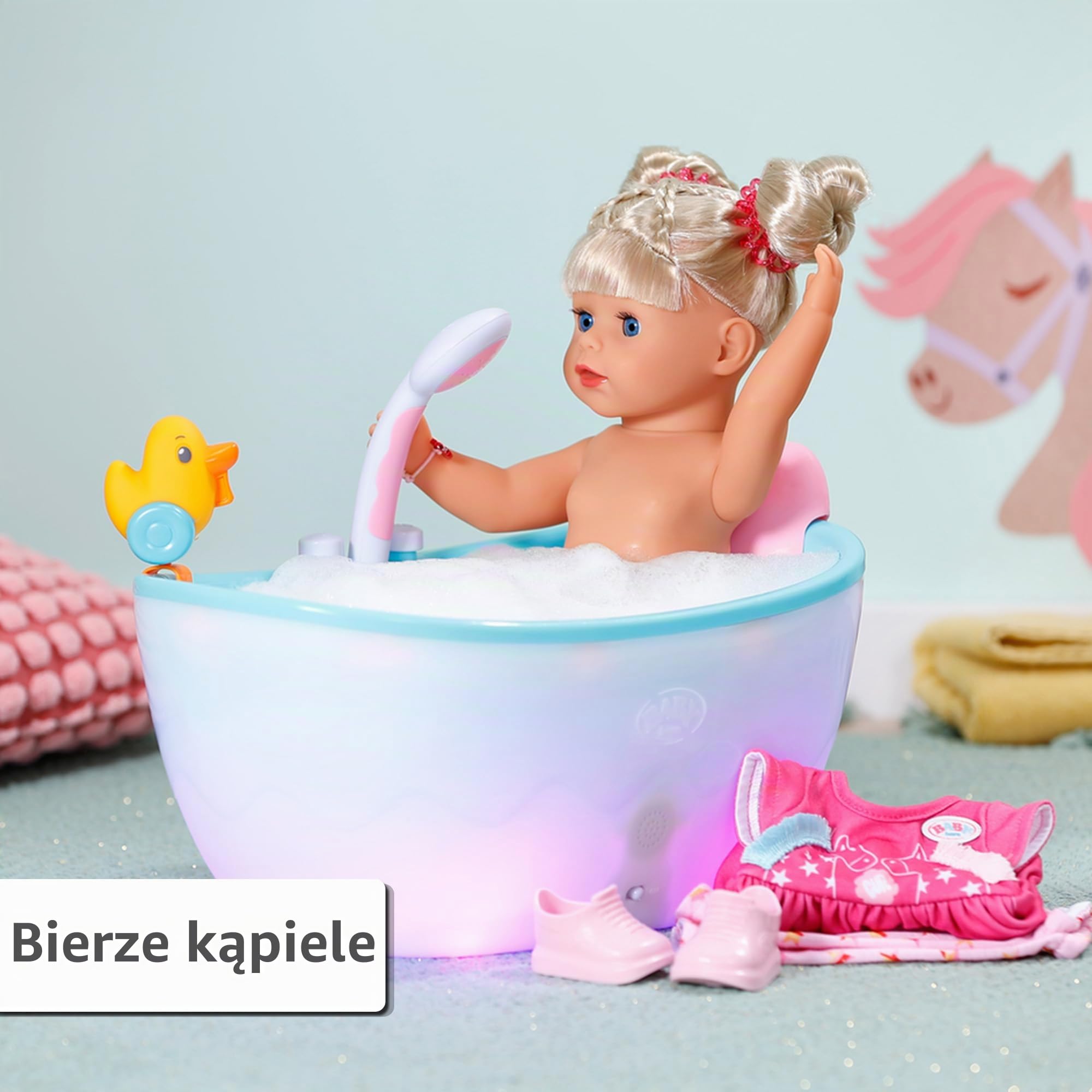 BABY born Sarah, duża lalka o długości 36 cm z długimi włosami i 7 funkcjami, dla dzieci od 3 lat, działa bez baterii, 835722 Zapf Creation