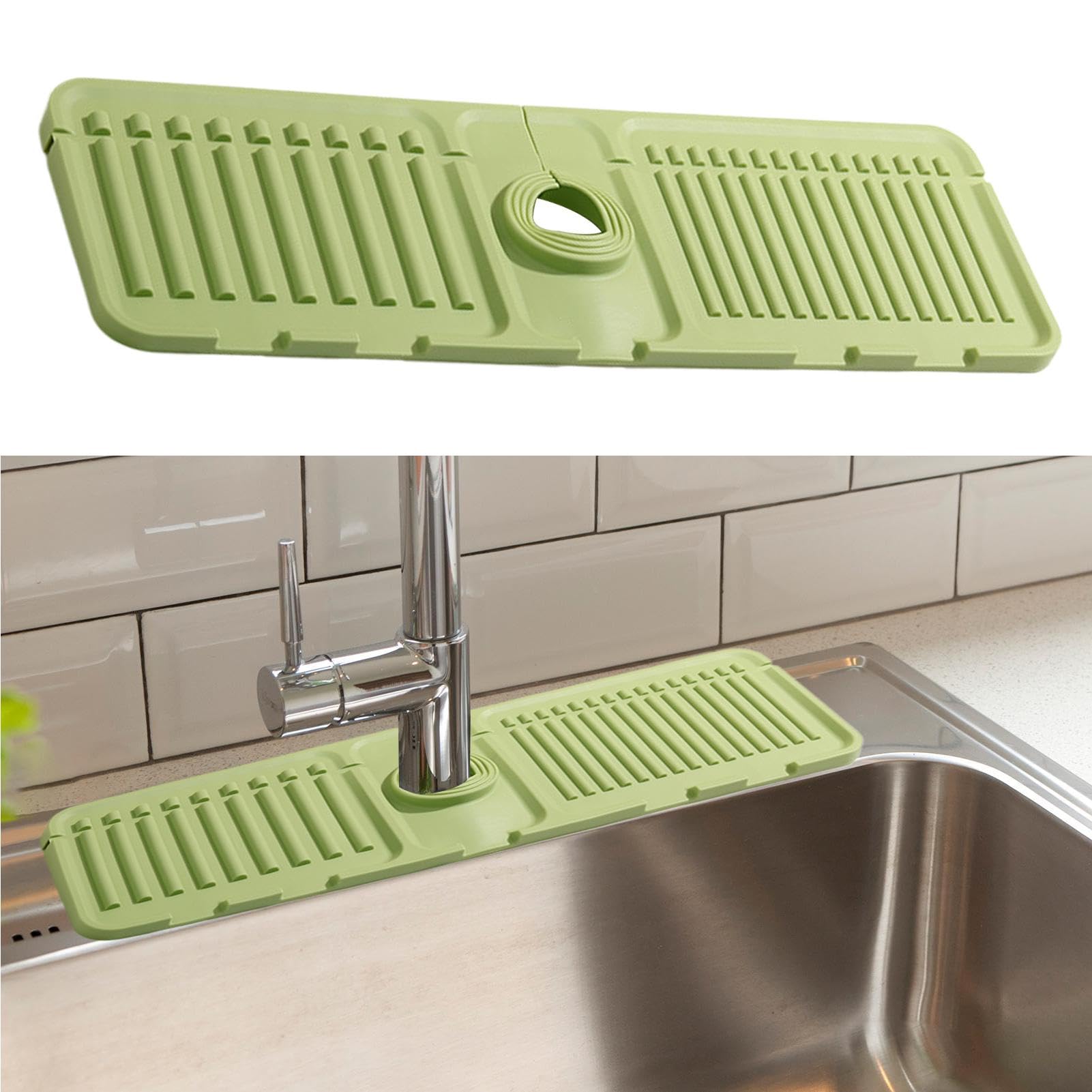 Tappetino paraspruzzi per lavello da cucina, tappetino pieghevole in silicone per rubinetto, tagliabile, salvaspazio, tappetino multiuso per lavello per bagno e casa