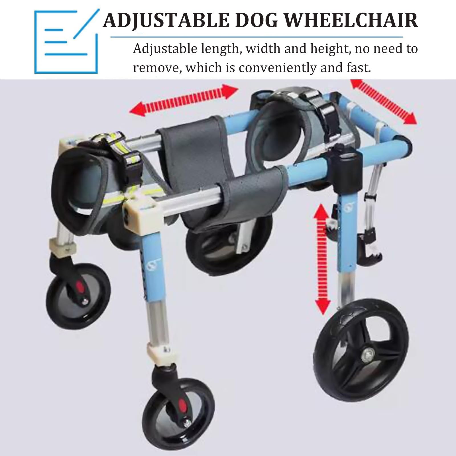 Mothdust Carrellino per Cani 4 Ruote Lunghezza Larghezza Altezza Regolabile Supporto Corpo Completo per Cani Disabili Paralizzati Anziani Riabilitazione Assistenza Mobilita Carrello(M)