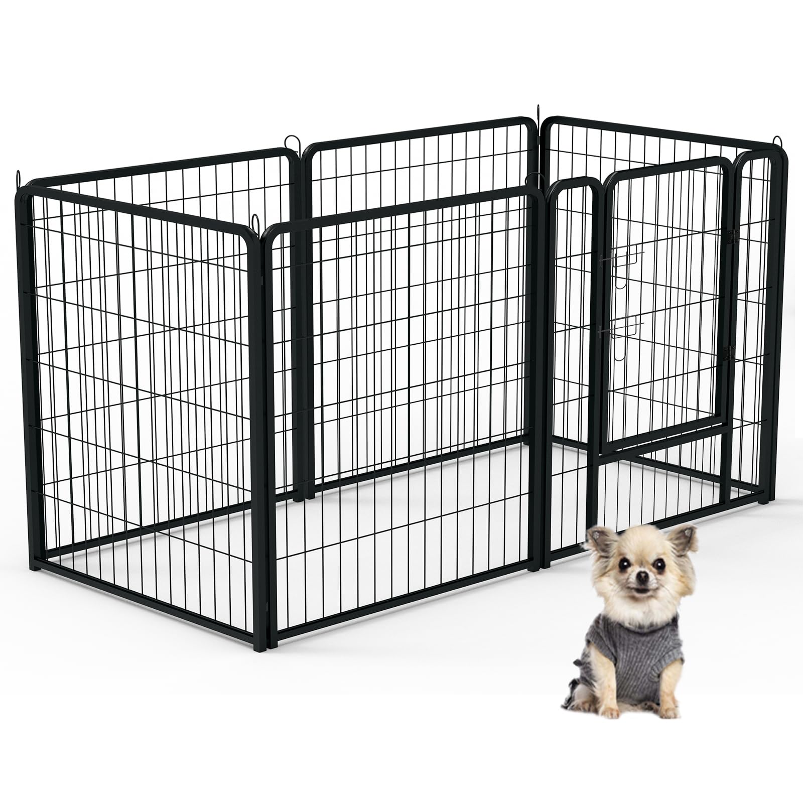 UISEBRT Clôture pour chiots avec porte, parc pour chiens, flexible, pliable, pour chien, chat, chiot, lapin (80 x 80 cm, 6 pièces)