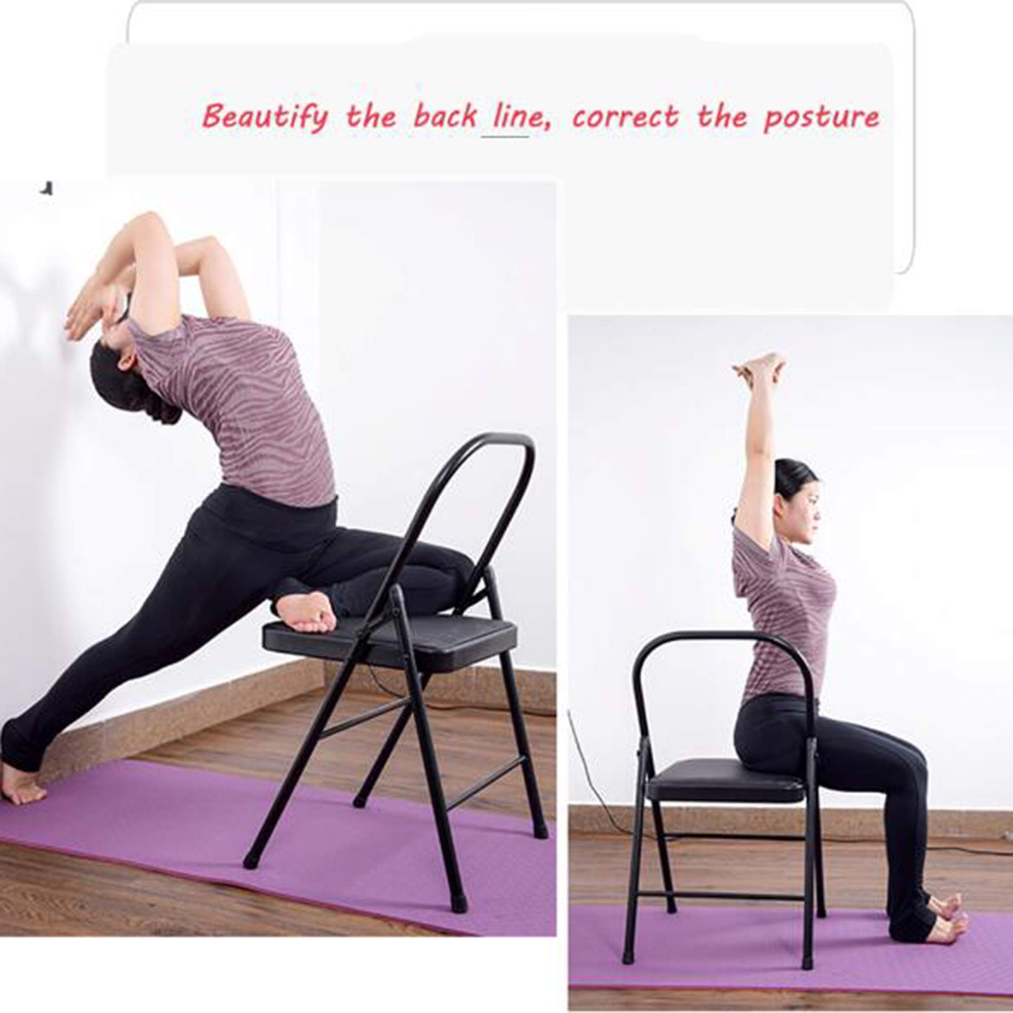 Sedia da Yoga, Sedia Ausiliaria Pieghevole per Uso Domestico, Sedia da Yoga Iyengar Ispessita con Capestro, Sedia Pieghevole, Sedia per Yoga, Sgabello,