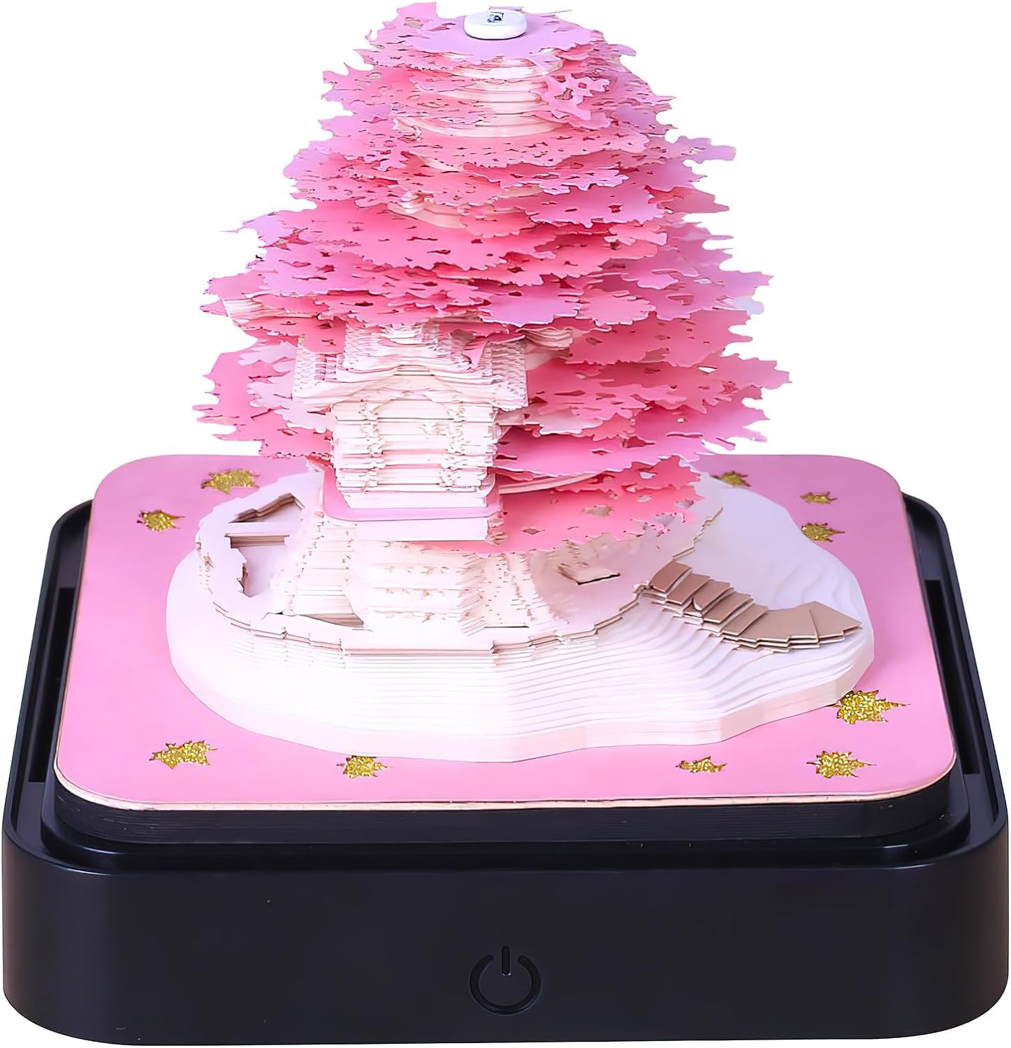 3D Art Calendar Memo Pad 2024, Creative Timepiece Calendar Tree Rip Away Paper Carving Sticky DIY Note Pink