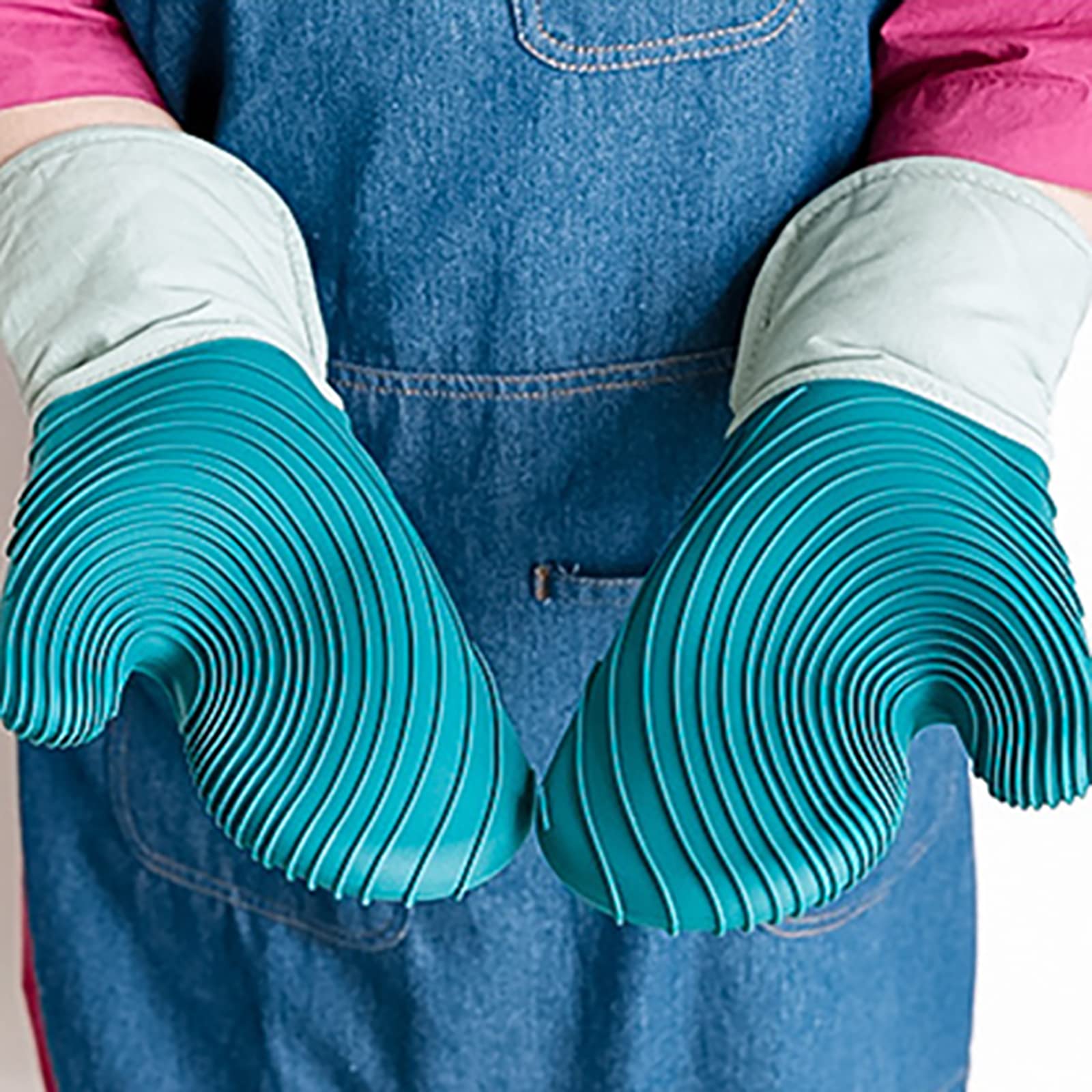 Guantes de silicona para horno, resistentes al calor, guantes de cocina con lazo para colgar, máquina de barbacoa, naranja, talla única
