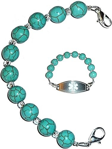 Hidden Hollow Beads Pulsera de repuesto intercambiable con cuentas de 6.5 o 5.5 pulgadas para mujer, identificación vital