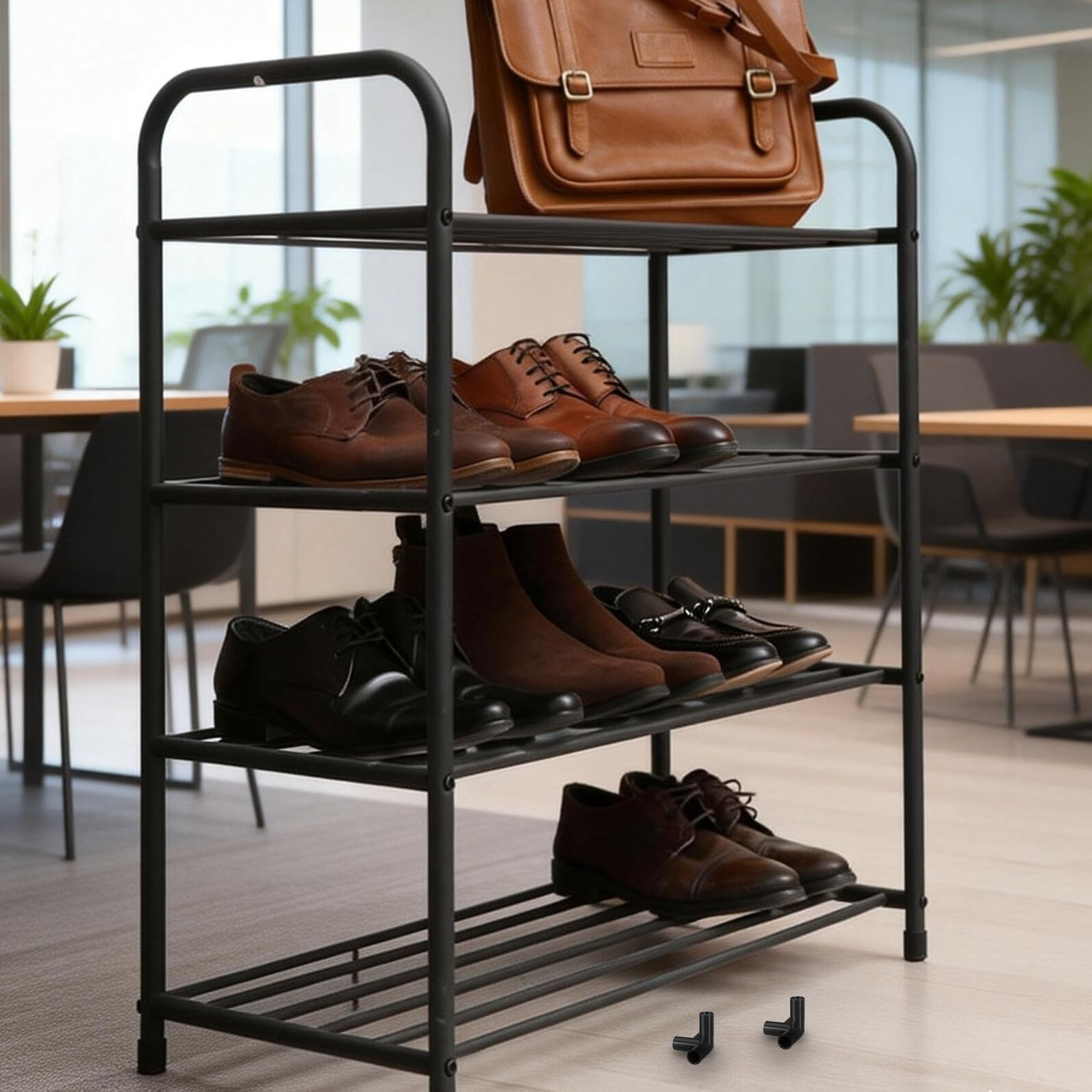 Set da 20 Connettori per Scaffalature Modulari per Scarpe, Plastico Nero, Diametro Interno 11mm, Struttura Stabile per Soluzioni DIY in Camere da Letto