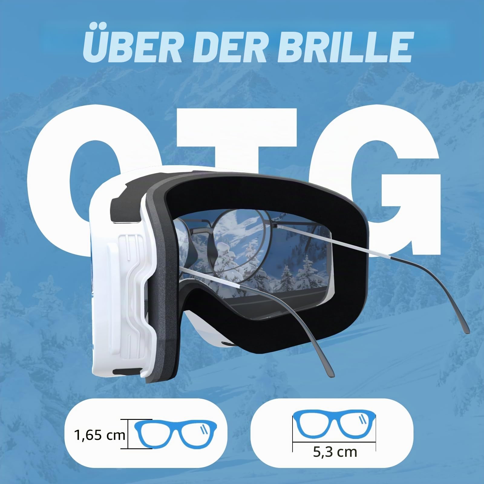 Skibrille für Herren Damen,YH212 Magnetische Snowboardbrille Anti-Beschlag OTG UV-Schutz Skibrille Schneebrille für Skifahren Wintersport