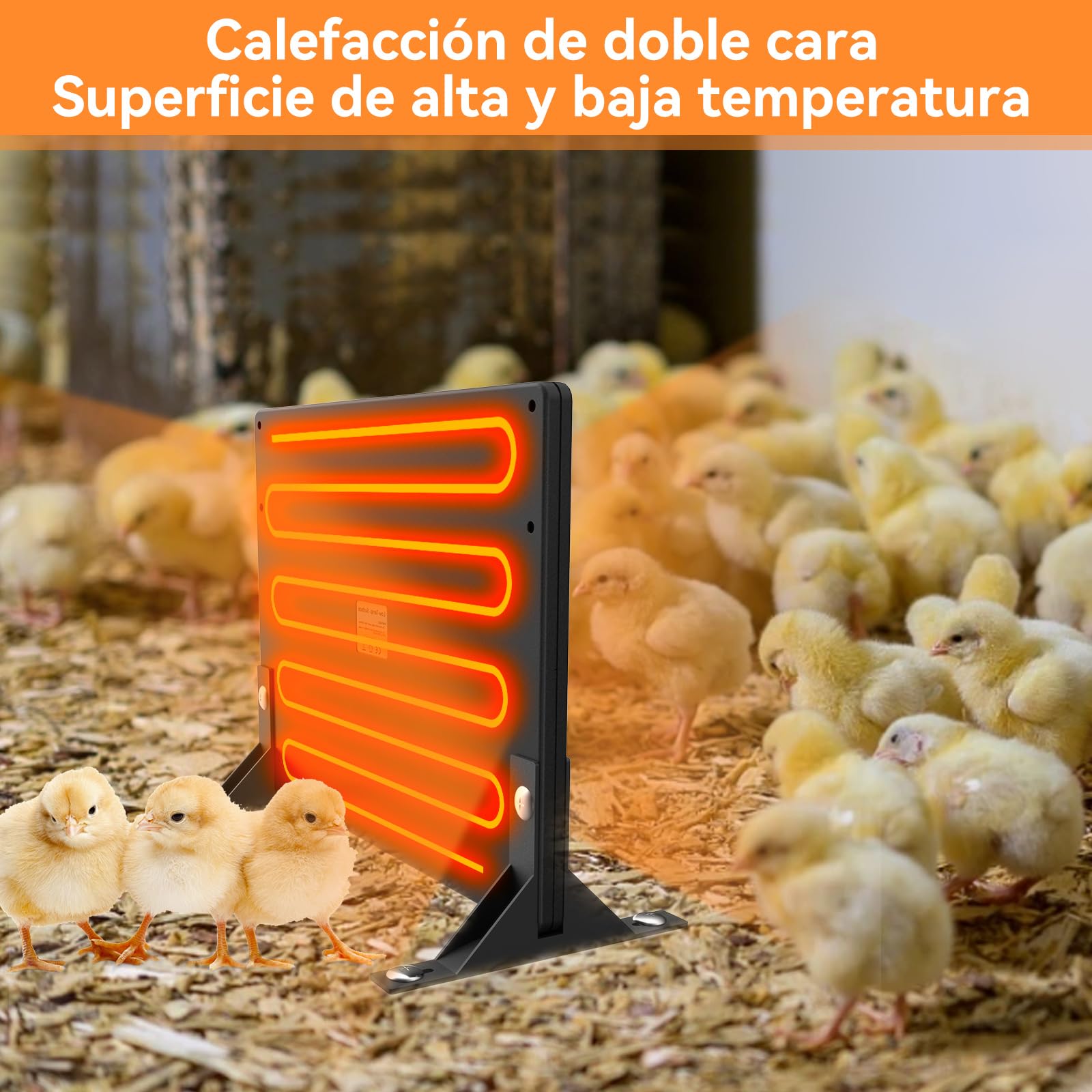 MQUPIN Calentador de Gallineror & Criadora de Pollitos 2-in-1, 120w Calefacción Doble Calentador de Gallineror, 5℃-80℃ Ajuste de Temperatura, 24H Temporizador Calefacción Gallinero para Pollos, Patos