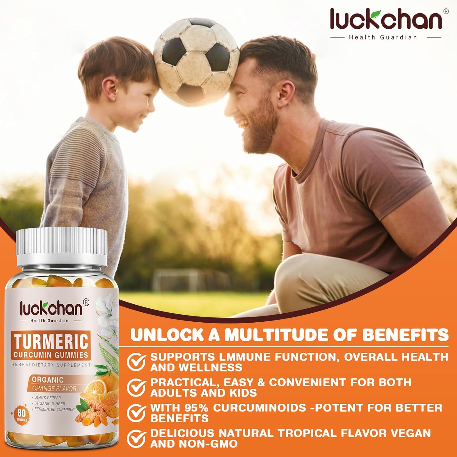Turmeric Curcumin Gummies with Ginger & Black Pepper Herbal Supplement-240 Count for Adults and Kids, 2400mg - Tumeric Gummy Supplements Vegan, Organic, Gelatin-Free 3 Pack