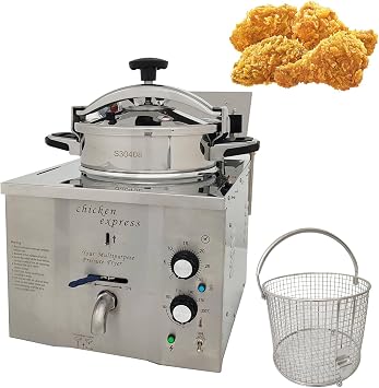 3.2KW Commercial Deep Fryer, 16L Fried Chicken Machine, High Pressure Fried Chicken Stove, for Chicken/Meat/Fish/French Fries