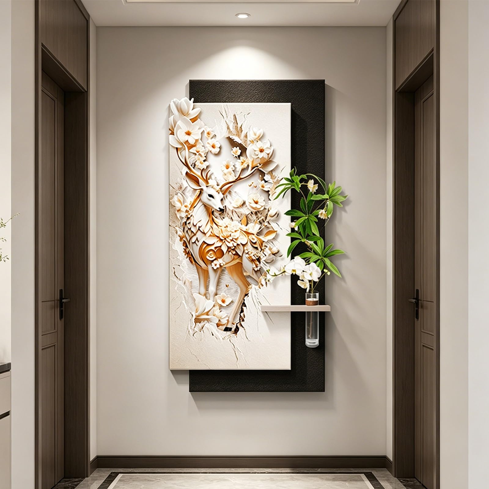 PGZMDTWI 3D Sandstone Wall Art, Textured Relief Decor with LED Light for Living Room Foyer(E,100 * 200CM 9.4 * 78.8IN)