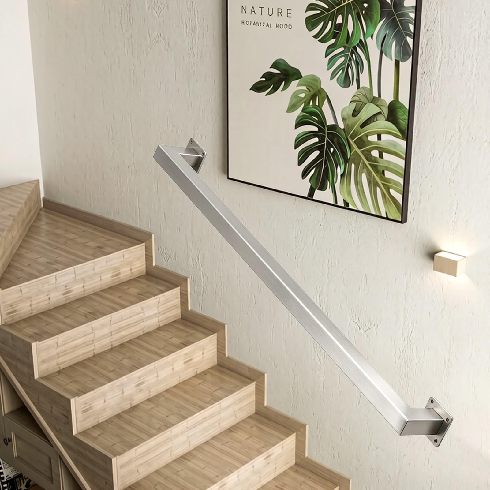 Main courante d'escalier argentée en acier inoxydable de 540cm pour mur extérieur