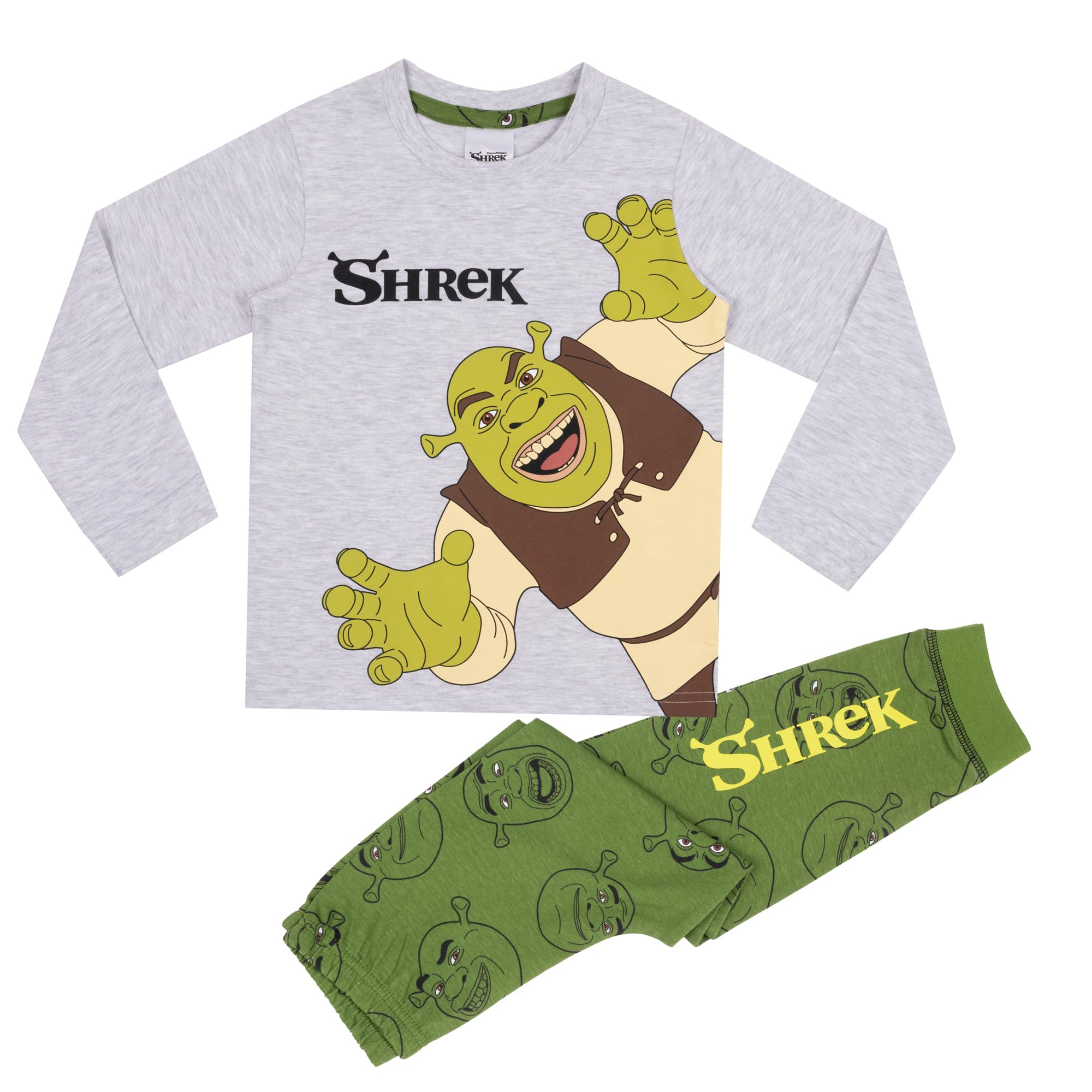 DreamWorks Animation SKG Shrek - Unisex 100% Long Sleeved Pyjama Set, Shrek, 9-10 Years: 140cm, Green