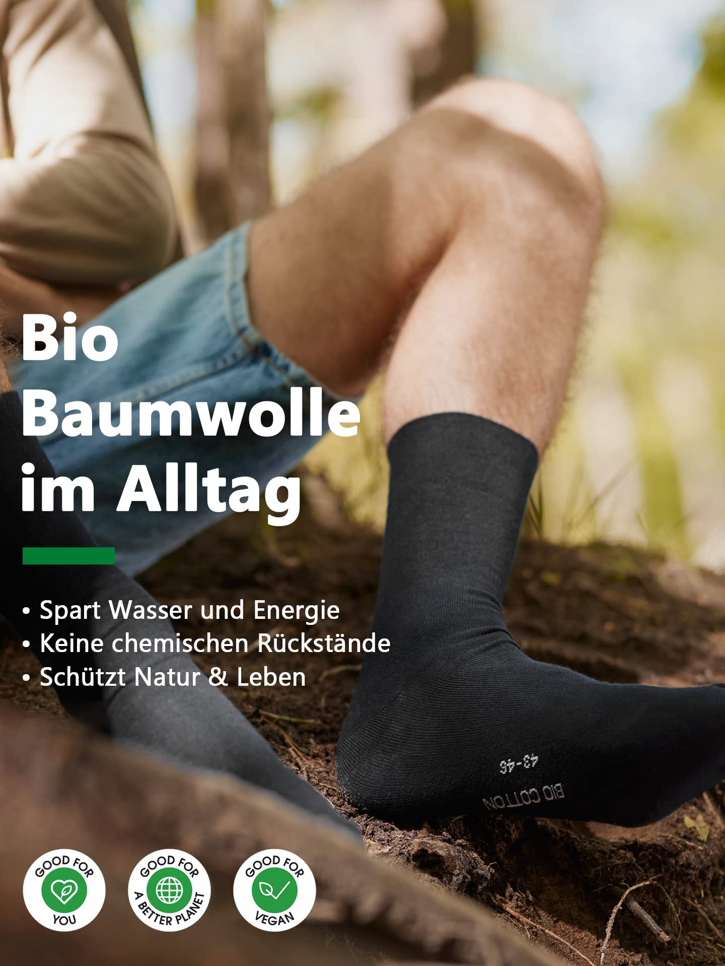 6/12 paia di calzini da uomo e da donna, 100% biologici, con elastico confortevole senza cuciture (modello: Biolivia)