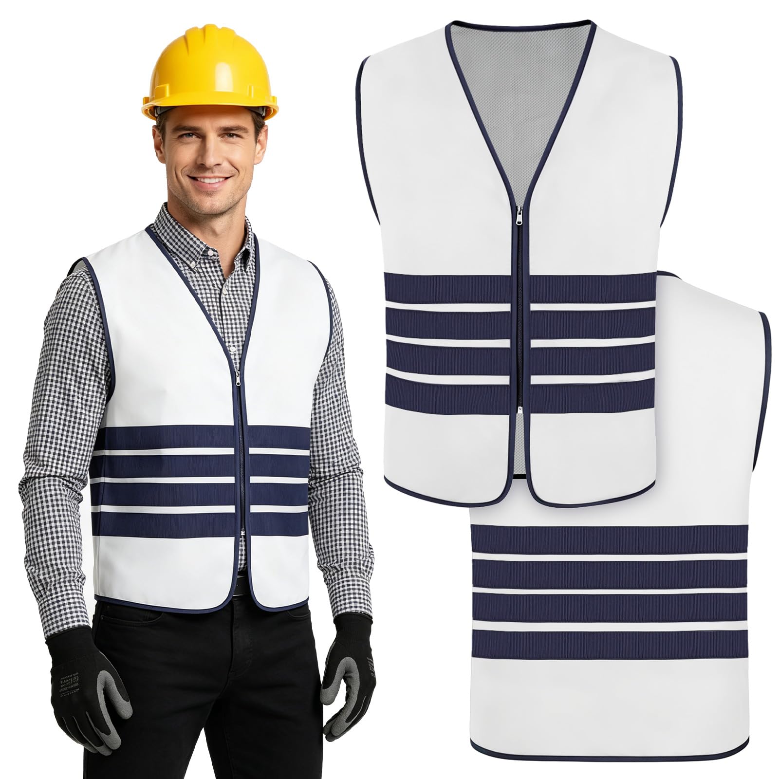 BSBUY Hi Vis Vests for Men Women High Visibility Reflective Safety Vest Reflective Security Jacket Waistcoat high Vis Vest with Zipper for Running Cycling Camping Hiking Build Oudoor Work(XL)
