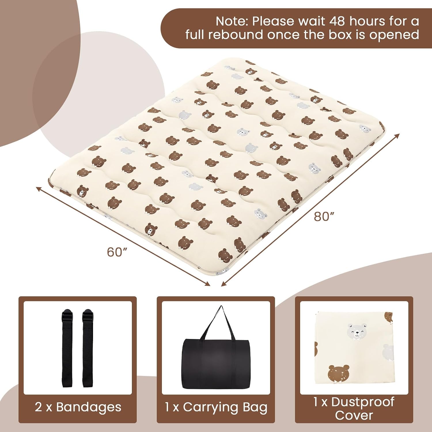 Giantex Japanese Floor Mattress, 4 Inch Futon Mattress w/Washable Cover & Storage Bag, Foldable Roll up Mattress Tatami Mat, Portable Sleeping Pad for Camping, Dormitory, Queen