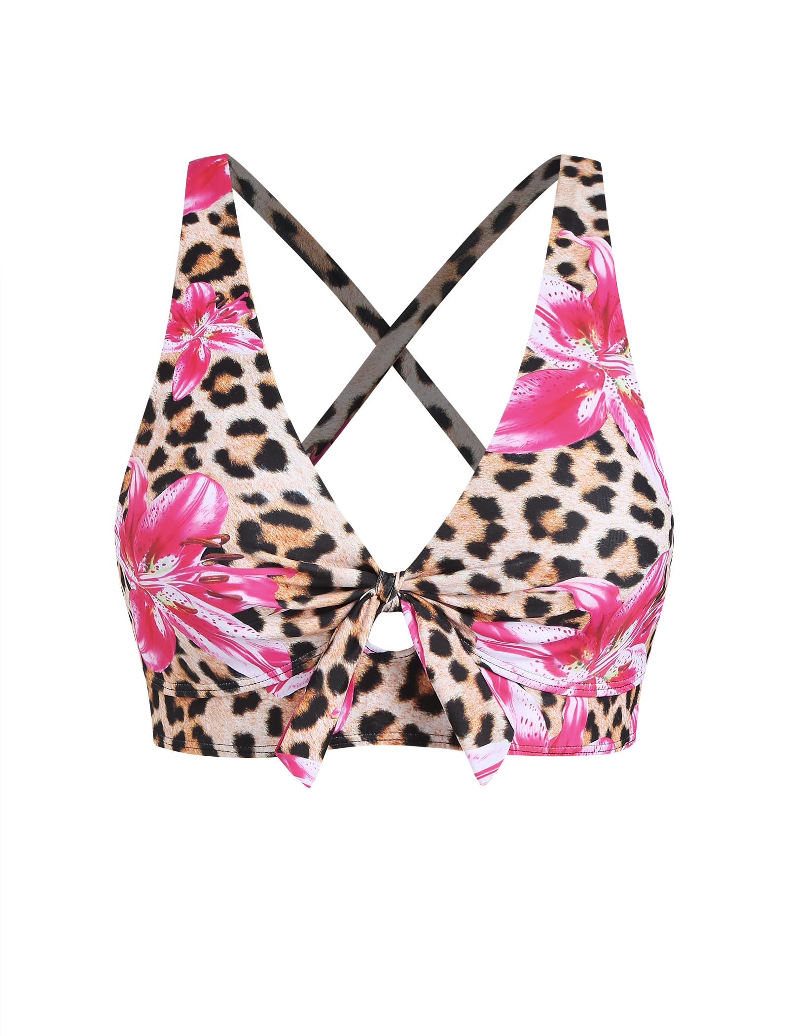 ZAFUL Women's Bikini Tops Front Tie Knot Swim Top Backless Bathing Suit Top Swimsuit Tops Only