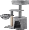 FEANDREA Small Cat Tree Scratching Pole Multilayer 68cm, Light Gray
