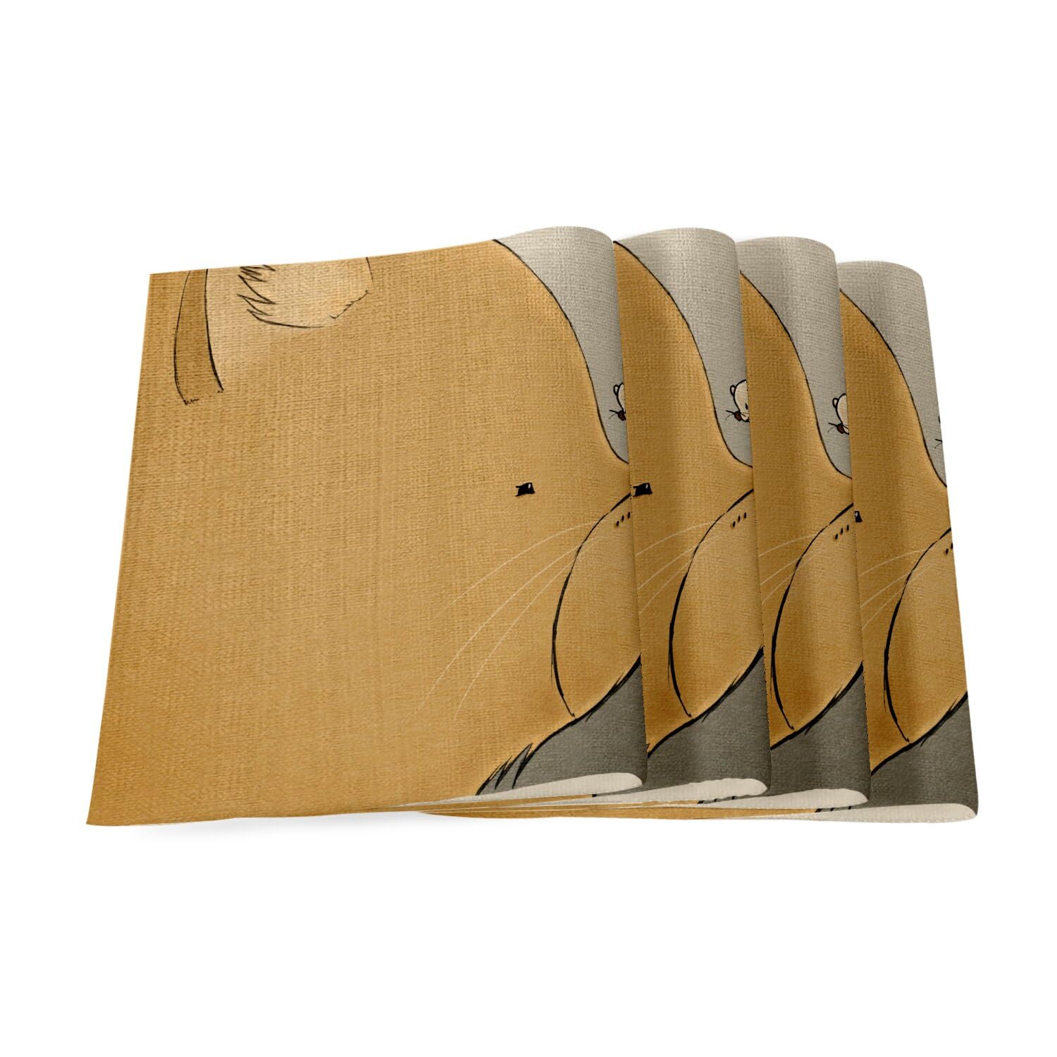 Set de table en lin enfant grand format anti-taches chat et souris