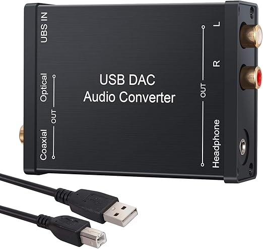 LiNKFOR USB to SPDIF Coaxial RCA and 3.5mm Headphone Jack Converter USB DAC Optical Audio Adapter USB DAC PCM for Windows Mac PS4 PS3