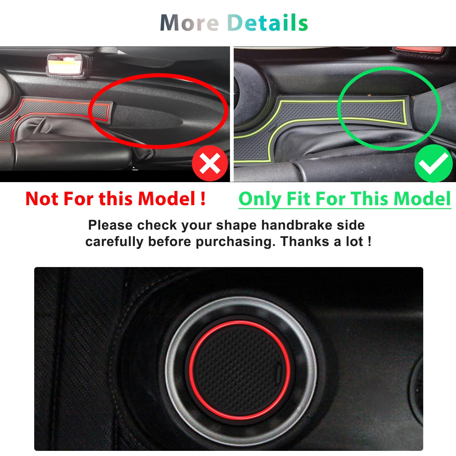 GAFAT Compatibile con Mini Cooper F56 (2 Porte) 2015-2022 2023 Tappetini Antiscivolo in Gomma, Cooper 2023 Tappetino per Console Centrale, Cuciture Porte, Accessori Cooper F56 (Rosso)