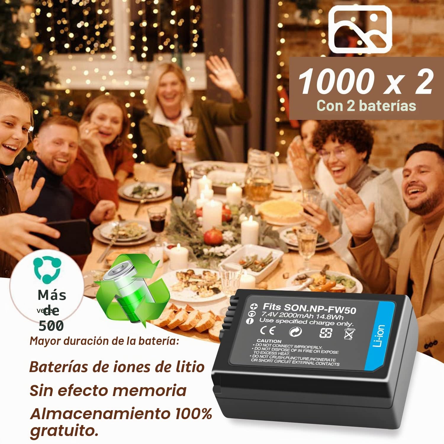 NP-FW50 Batería (Paquete de 2) y LED Doble Tipo-C Cargador para Sony Alpha 6500 6400 6300 6000 7 7II 7R 7RII RS 7SII A7 A7II A7R A7RII A7S A7SII A6500 A6400 A6300 A6000 A7S2 NEX-3/5/7 Cámara