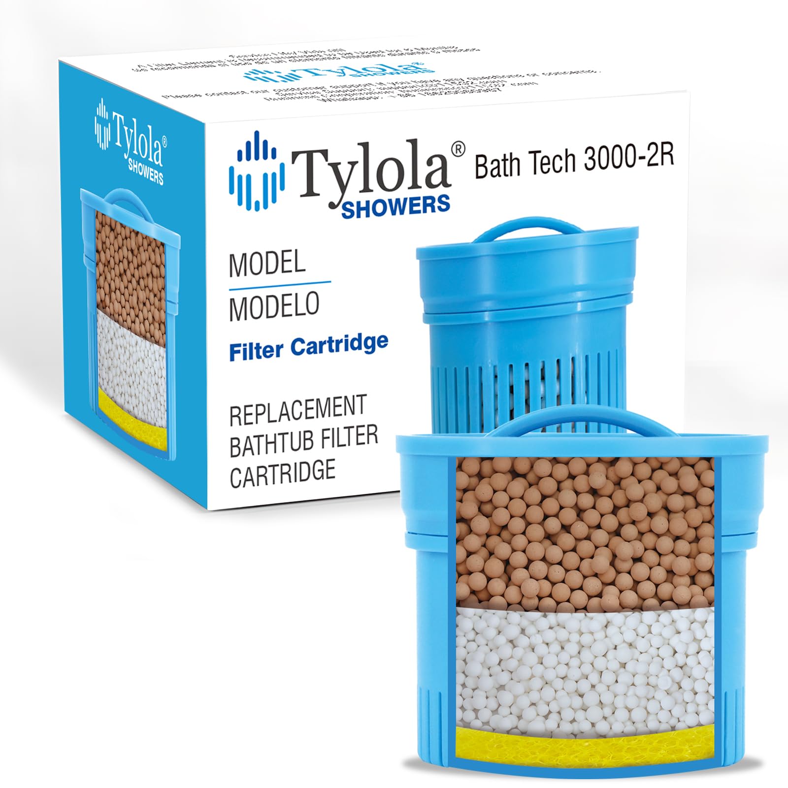 Tylola Showers-Upgraded Bathtub Ball Water Filter Replacement Cartridge|Zeolite Detoxification, Remove Fluoride And Heavy Metals, Hard Water Softening