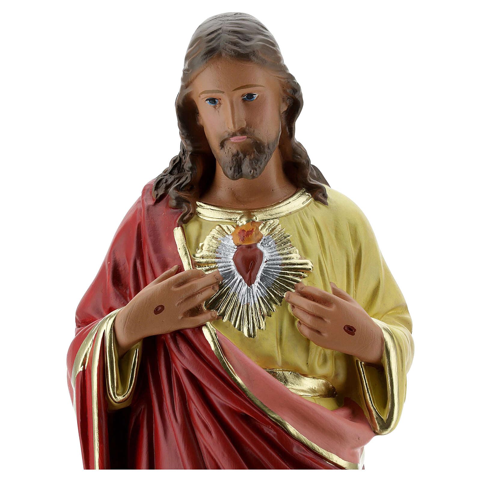 Holyart Statues en plâtre: Sacré-Coeur de Jésus Statue plâtre 40 cm Peinte à la Main Barsanti