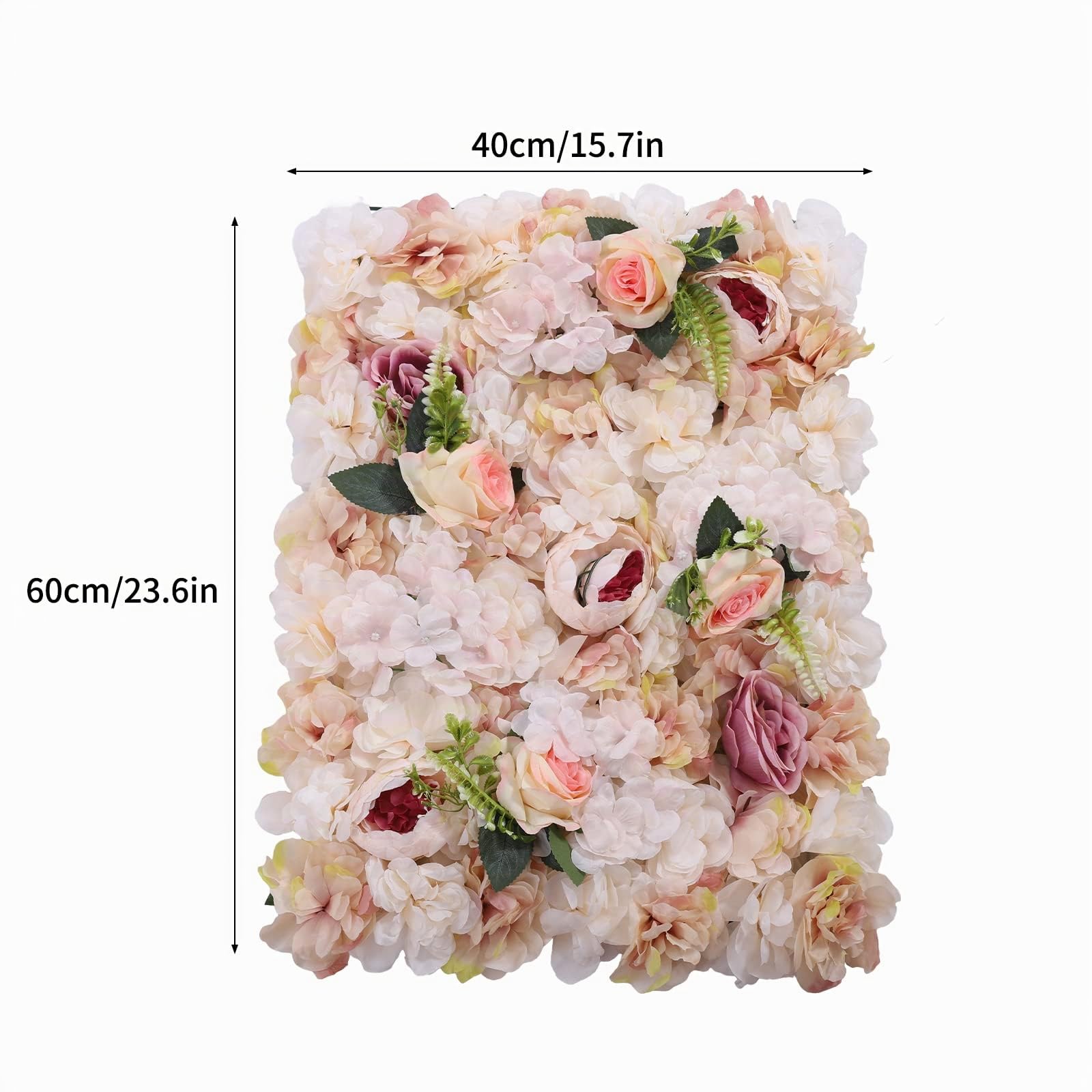 6 Stück Künstliche Blumen-Wandpaneel, Blumen-Hintergrund, 60 x 40 cm künstliche Blumen, Wandpaneele, Blumenpaneele für Blumenwand, Hochzeit, Wand, Party