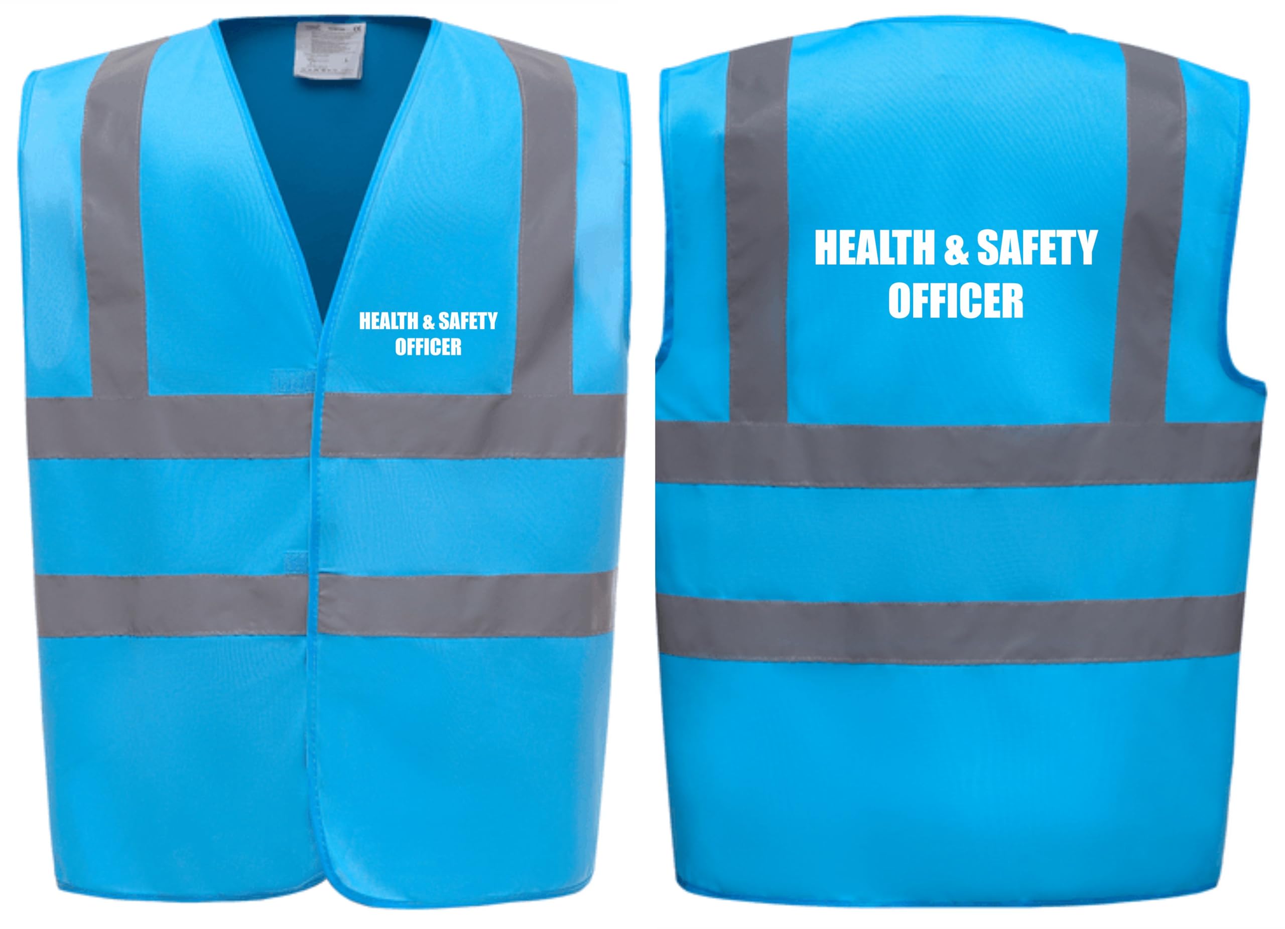 Brook Hi Vis Premium Safety Vest - HEALTH & SAFETY OFFICER Printed Front & Back, Event Management High Viz Waistcoat, Available in 14 Colours, Festivals (Sapphire, Medium)