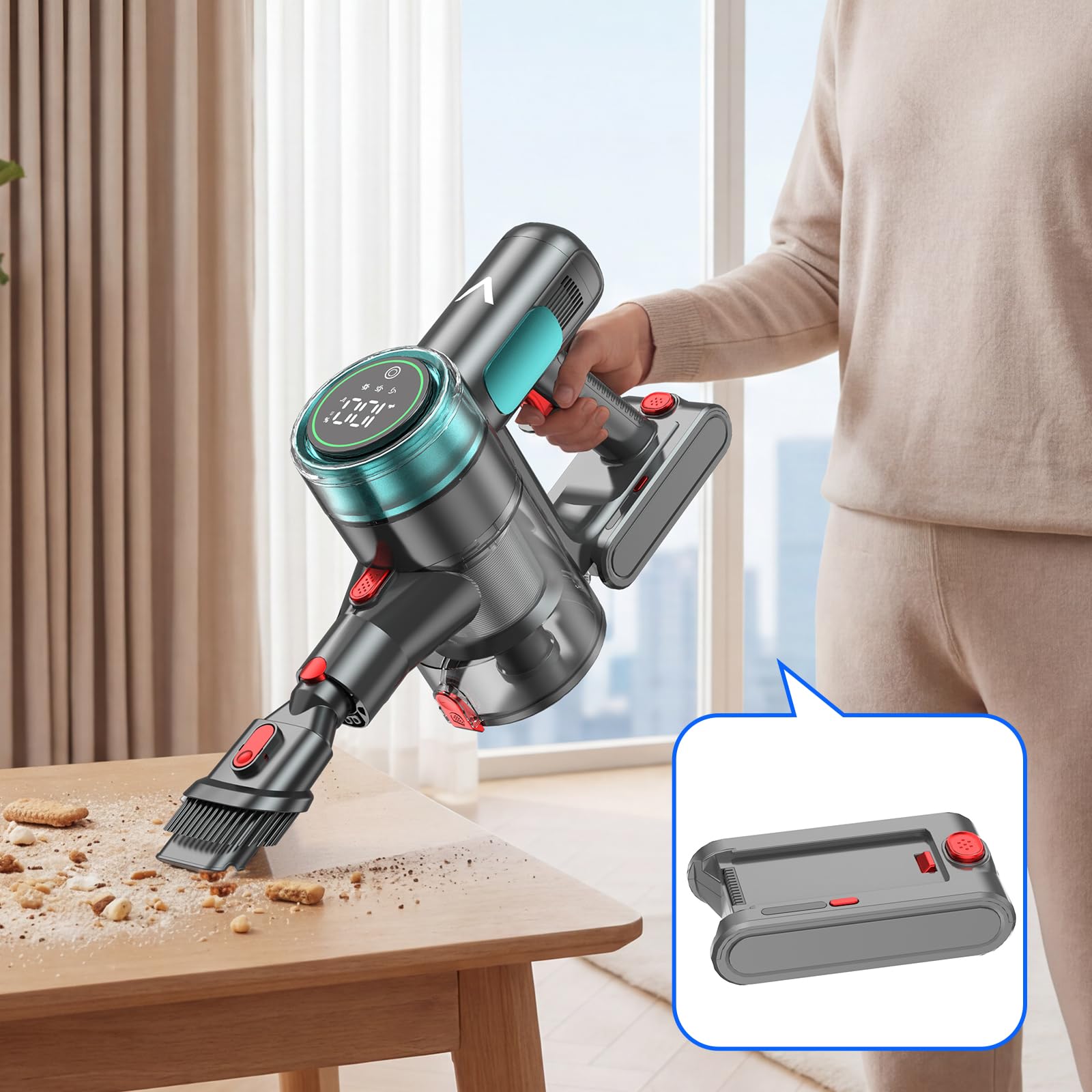 Aonus Batterie (rechargeable et remplaçable) – Capacité 57 Wh / 7 cellules de 2200 mAh pour aspirateur sans fil