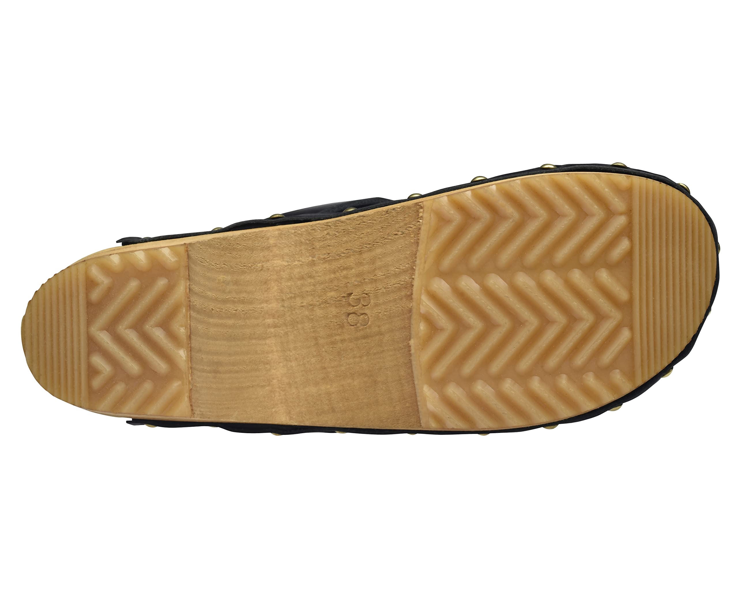 Sanita Lillen offener Clog | Original handgemacht | Leder-Holzclogs für Damen | Nachhaltige Sohle | Schwarz | 42 EU
