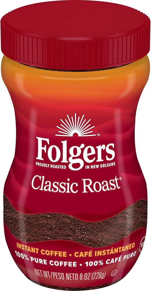 Folgers Instant Coffee Crystals, Classic Roast, 8 Ounce Amazon.ca Grocery & Gourmet Food