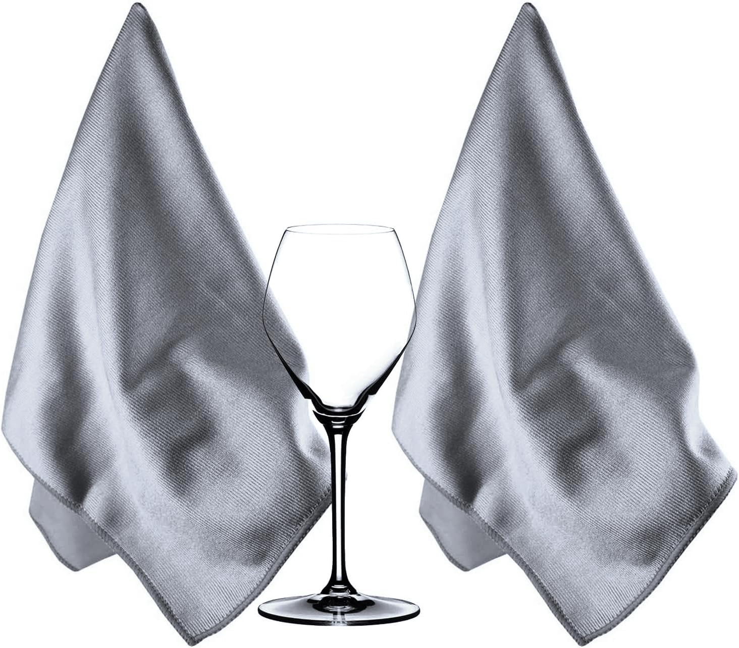 Extra Large Microfiber Glass Polishing Cloths Microfiber Glass Cleaning Cloth Streak Free Lint Free Bar Towel 40 X 60cm 2 Pack Grey