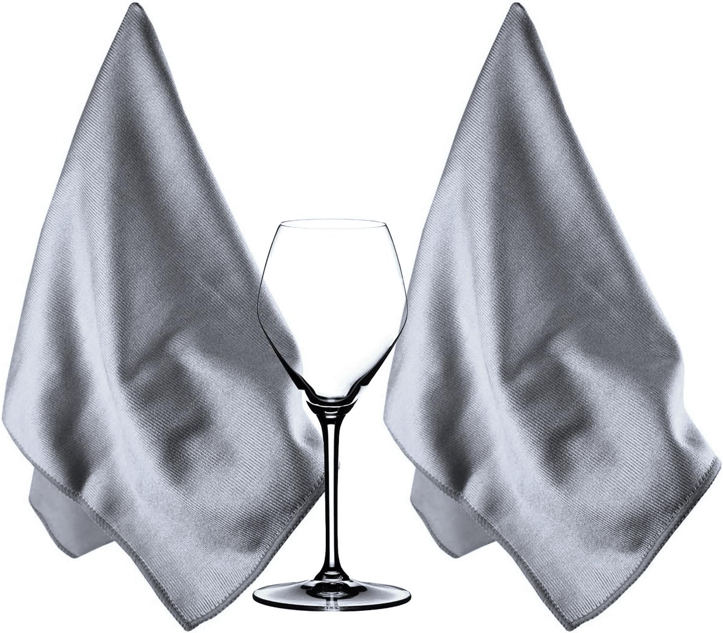 Extra Large Microfiber Glass Polishing Cloths Microfiber Glass Cleaning Cloth Streak Free Lint Free Bar Towel 40 X 60cm 2 Pack Grey