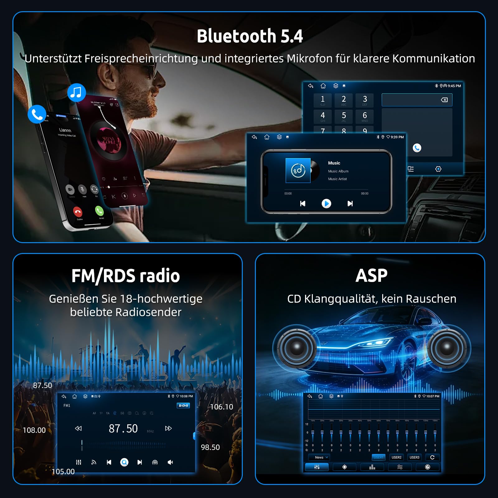 ESSGOO 4+64G Android 15 Autoradio mit Wireless Carplay und Android Auto Für Peugeot 107 / Citroen C1 / Toyota Aygo 2005-2014,10 Zoll Auto Radio Display mit Bluetooth WiFi GPS Mirror Link FM Mikrofon