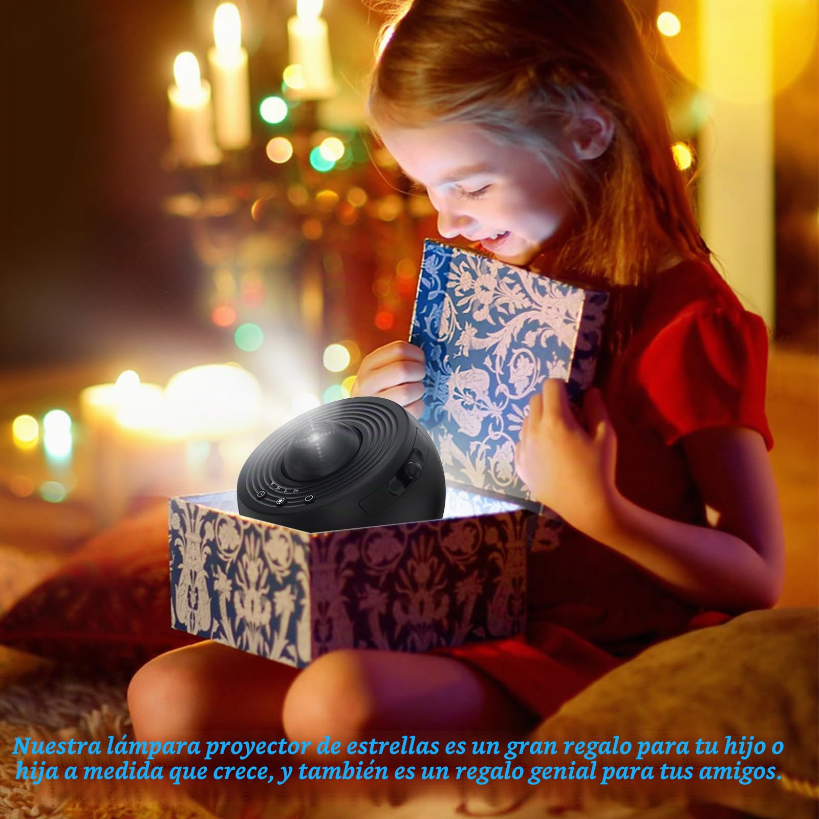 ALLOMN Planetarium - Proyector de estrellas LED con 13 discos de película, luz nocturna con cielo estrellado, luz nocturna lunar, para niños y adultos, techo, dormitorio, sala de estar (negro)
