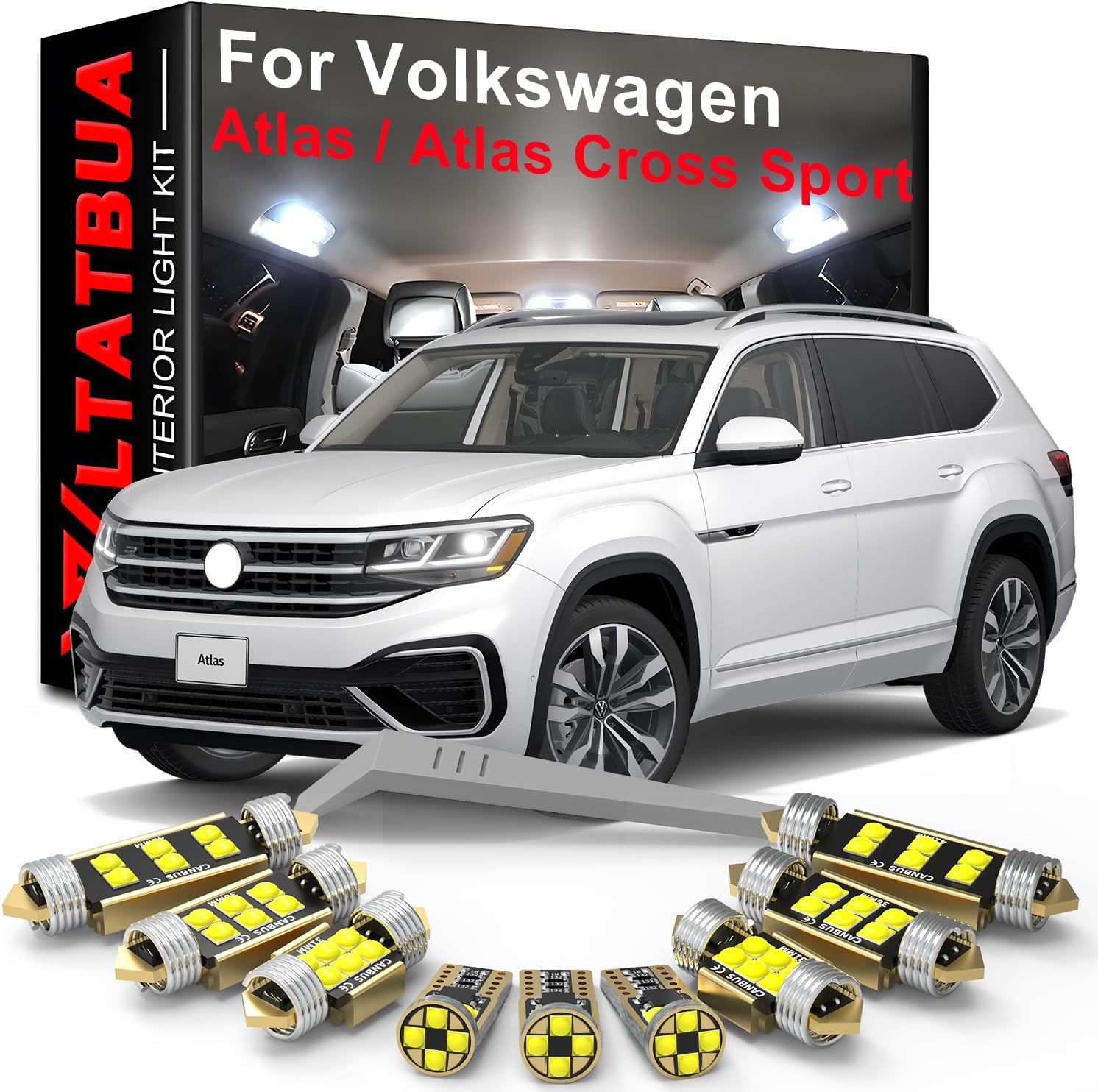 LED Interior Light Kit Package Replacement for Volkswagen VW Atlas 2018 2019 2020 2021 2022