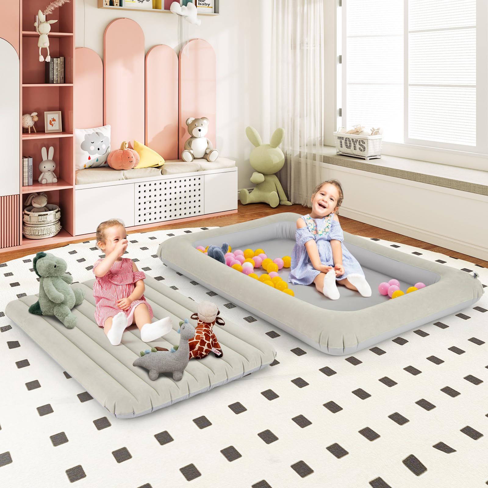 GIANTEX Lit Gonflable de Voyage pour Enfant avec Pompe Électrique, Matelas Portable pour Tout-petit, Kit de Réparation Inclus