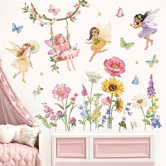 Calcomanías de Hada con Mariposa y Girasol para Habitación Infantil miniatura 3