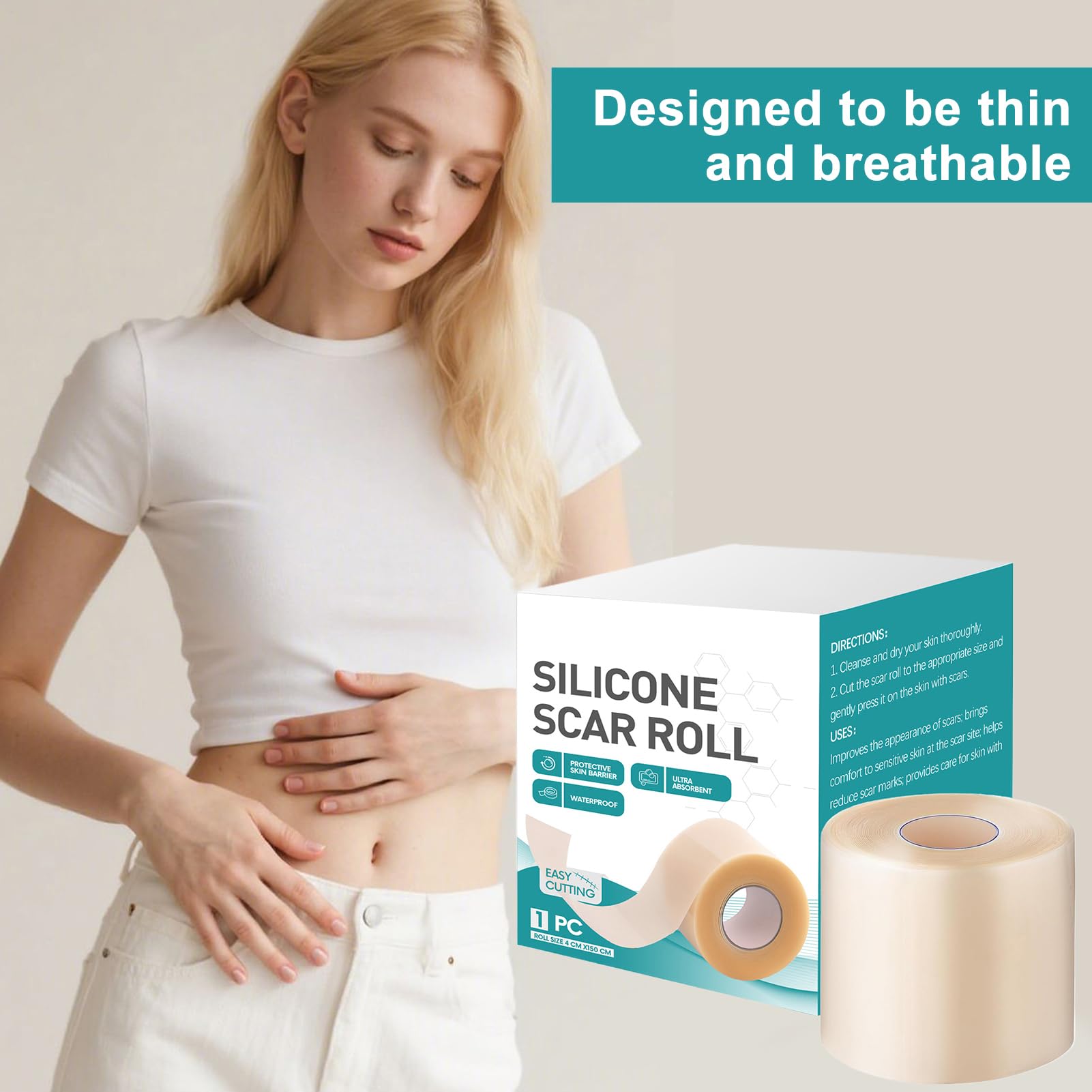 Fogli di cicatrici in silicone, nastro per il viso in silicone per la guarigione delle cicatrici da ustioni - Strisce di riparazione della guarigione veloce Provazioni di bellezza
