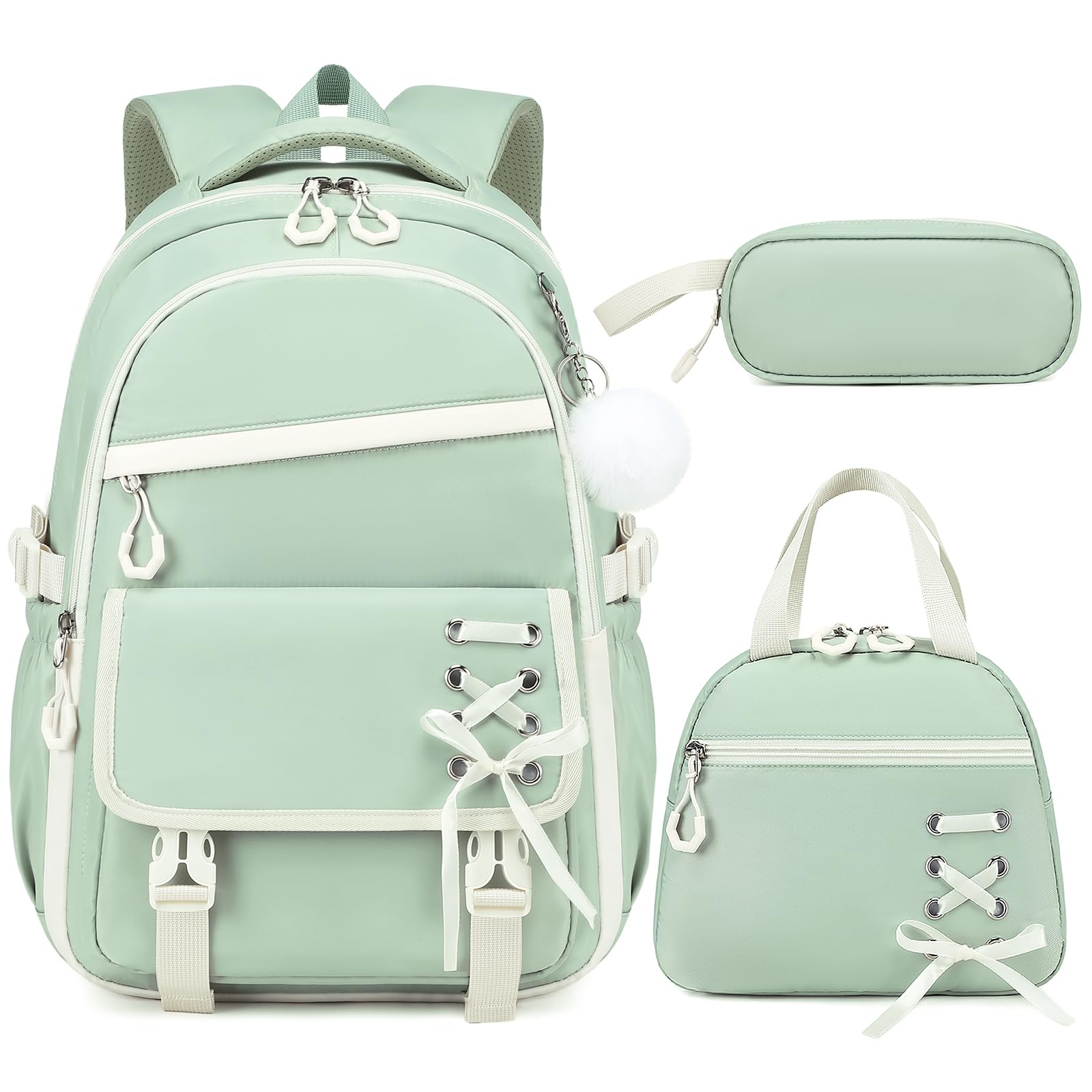 Scothen 3PCS Girls Backpack for School, Kids Backpack for Girls with Lunch Bag Pencil Case, Kids Bookbag Teen Backpacks for Elementary Middle High School