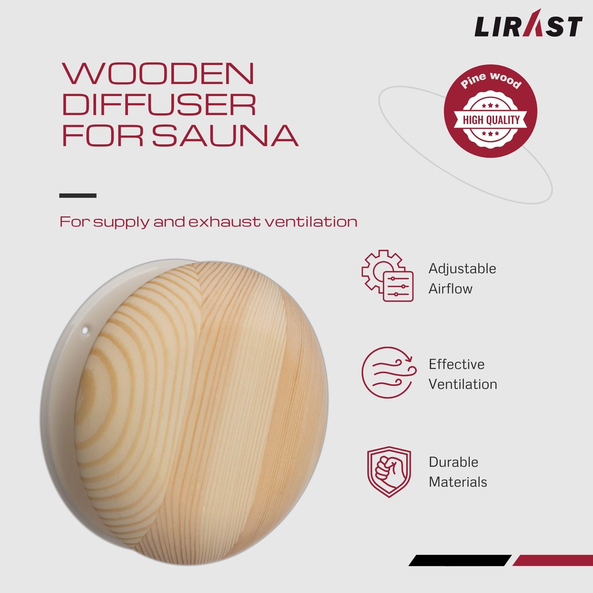 Ø 160mm Holz Anemostat - Abluft Zuluft Tellerventil - Rund Lüftungsventil für Sauna