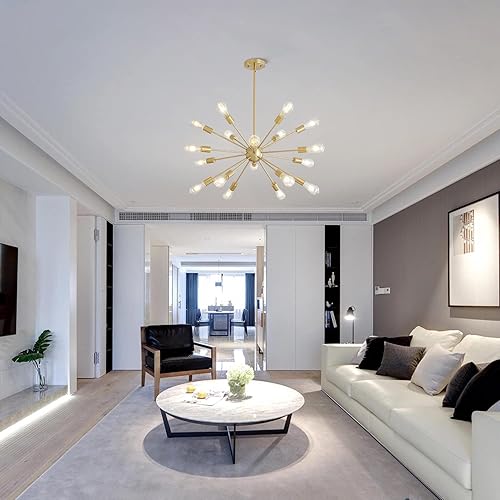 Miniatura 2 de Lámparas de araña Sputnik de mediados de siglo de 18 luces, lámpara de techo moderna de montaje semiempotrado industrial, lámparas colgantes retro