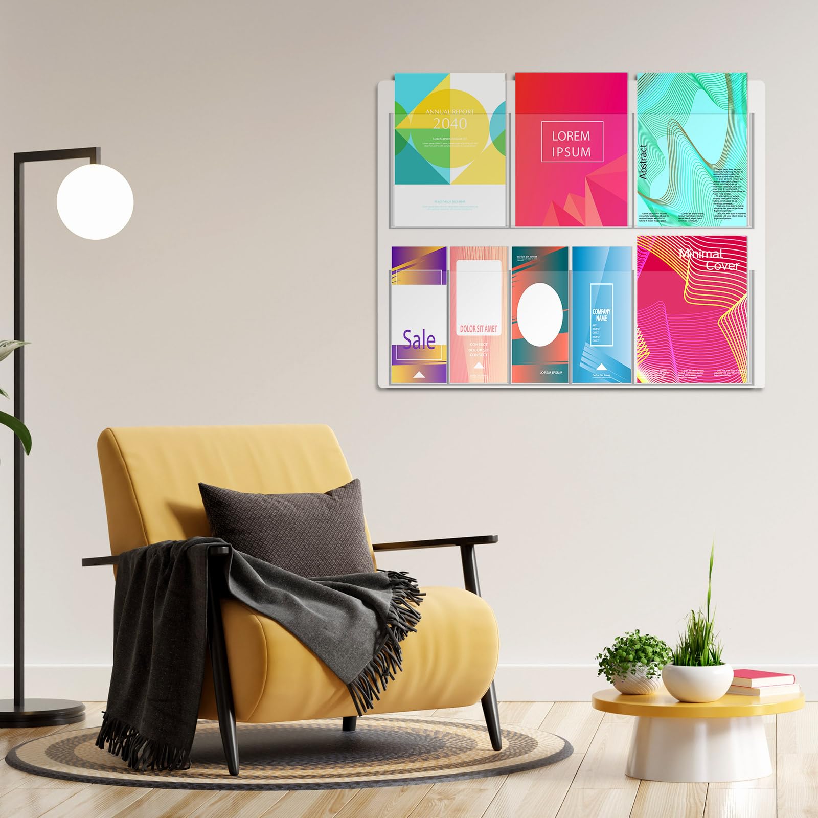 Barydat Acrylic Brochure Holder Wall Mount Adjustable Clear Flyer Holder Pamphlet Holder Plastic Literature Magazine Holder Multi Pocket Wall Organizer for Church Office School Home (29'' x 23'')